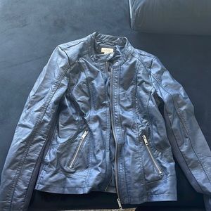 Blue faux leather jacket